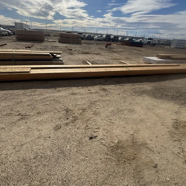 Side-angle view of Roseburg RigidLam 1-3/4 inch by 11-7/8 inch LVL beam stocked at Boise lumberyard