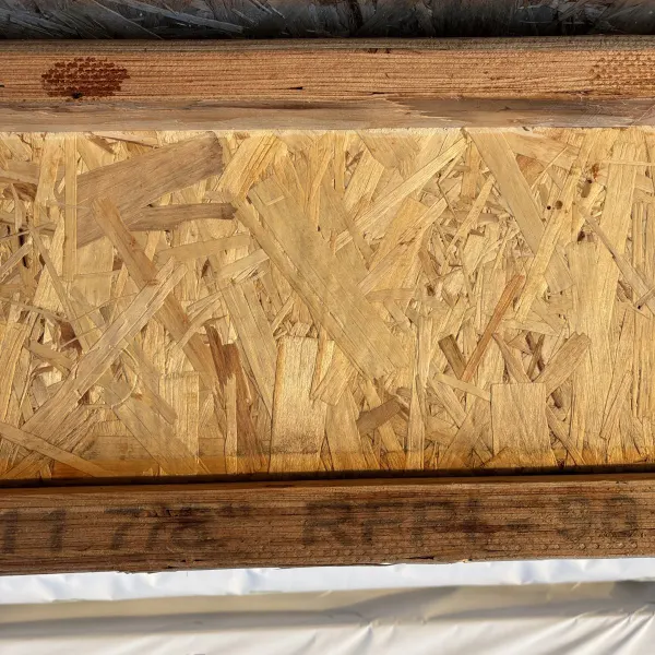 Manufacturer stamp visible on flange of RFPI-90 11-7/8 inch engineered wood I-joist
