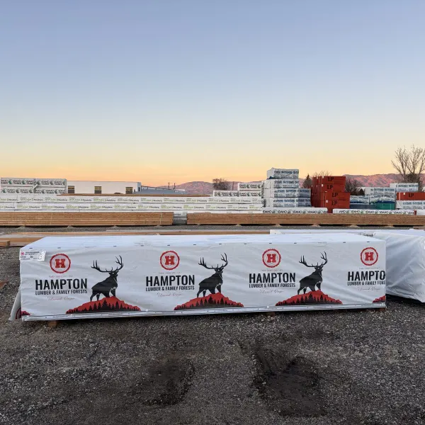Wide yard view of 2x10x14 foot number 2 grade kiln-dried Hem-Fir lumber stocked at Boise lumberyard