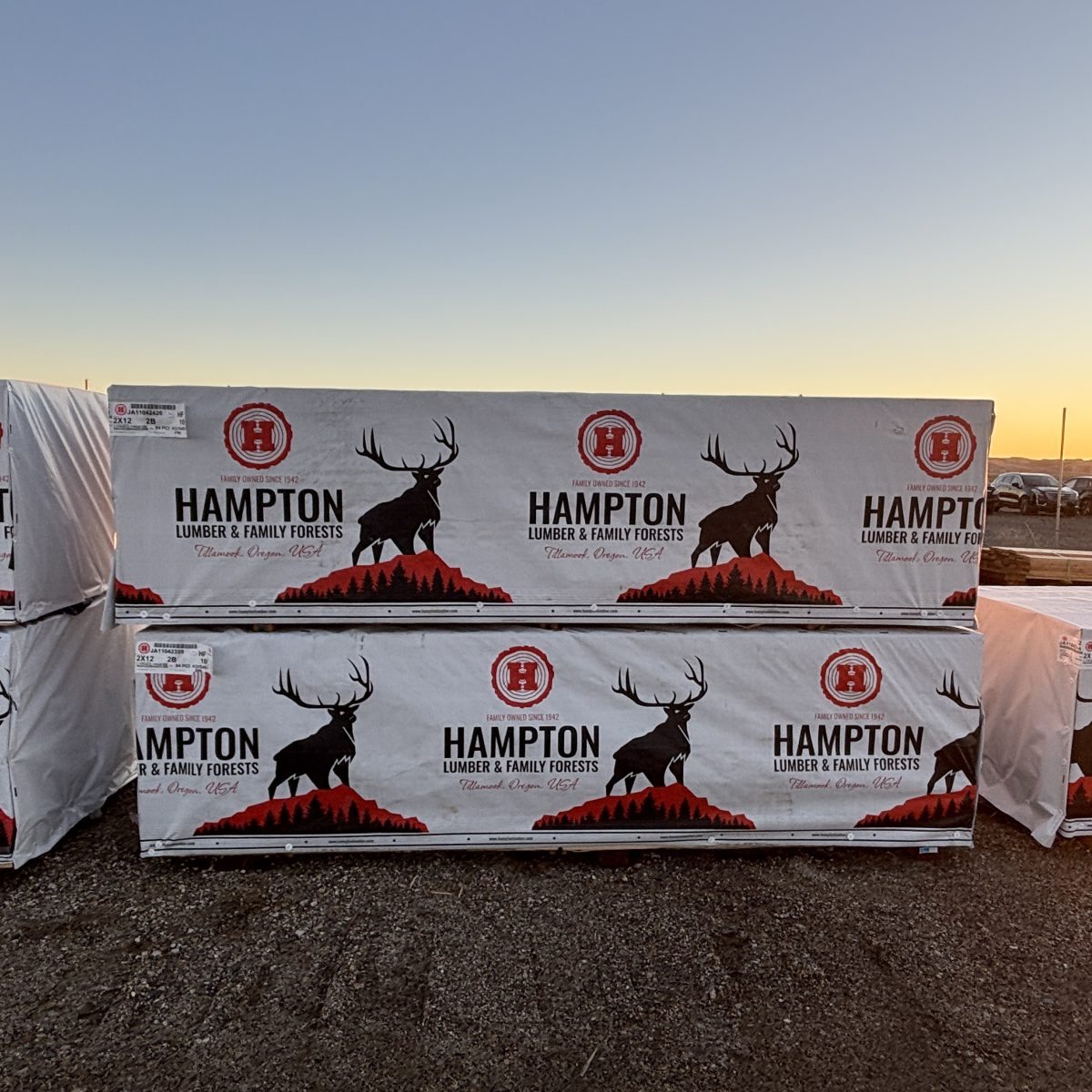 2×12×10′ #2 kiln-dried Hem-Fir lumber units stacked at Dynamic Lumber Solutions Boise lumberyard