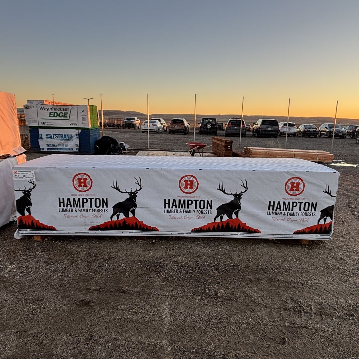 2×12×12′ #2 kiln-dried Hem-Fir lumber polywrapped and stored at Boise lumberyard