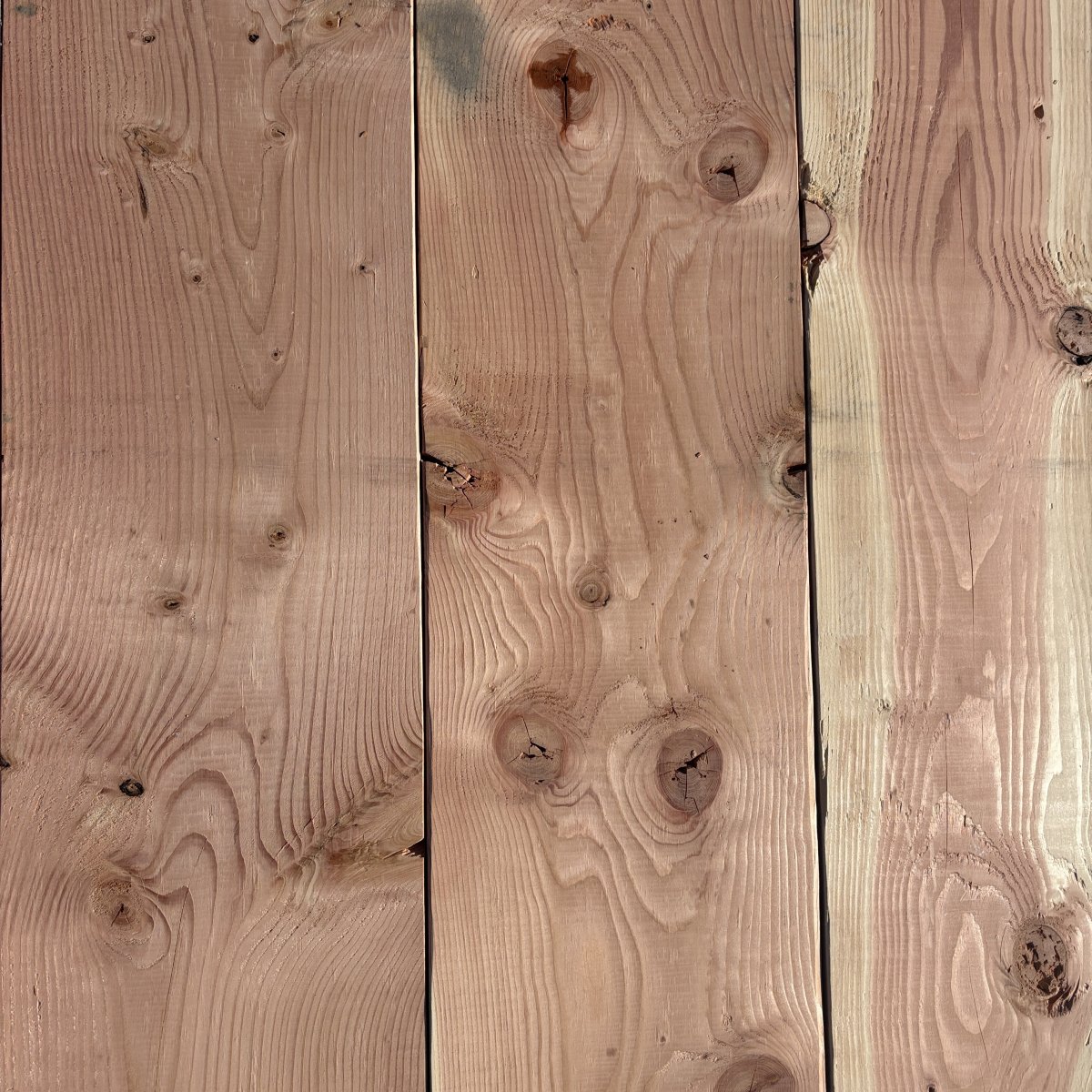 Top-down view of Douglas Fir wood texture on 2×6 #2 kiln-dried lumber showing grain pattern and surface detail