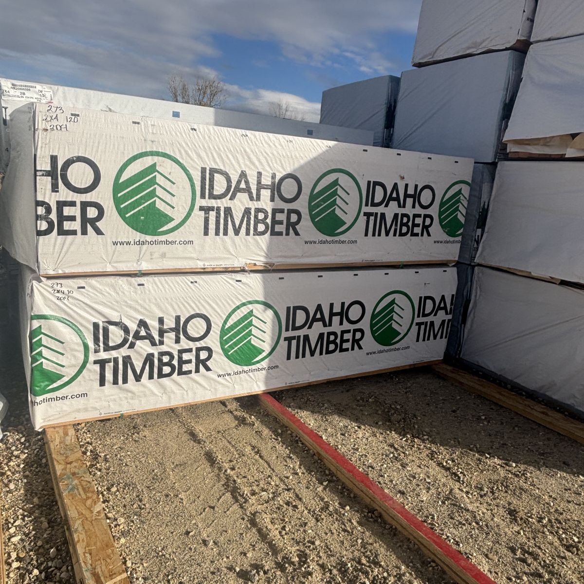 2×4×10′ #2 kiln-dried Douglas Fir lumber stacked in bunks at our Boise lumberyard