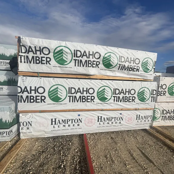 2×4×12′ #2 kiln-dried Douglas Fir lumber, polywrapped and stacked at our Boise lumberyard