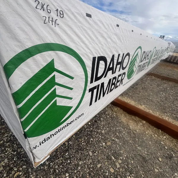 Angled view of 2×6-18′ #2 kiln-dried Hem-Fir lumber units at our Boise lumberyard