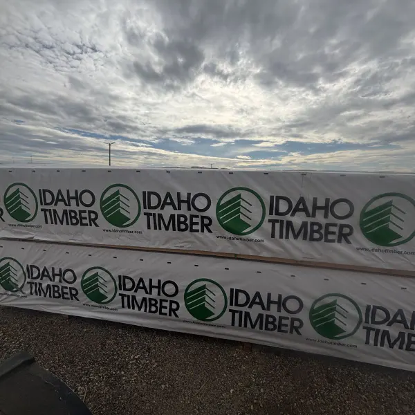 Multiple wrapped units of 2×6-20′ #2 kiln-dried Douglas Fir lumber at our Boise lumberyard
