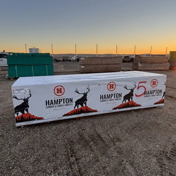 Wrapped unit of 2×8 12-foot #2 kiln-dried Hem-Fir lumber at our Boise lumberyard