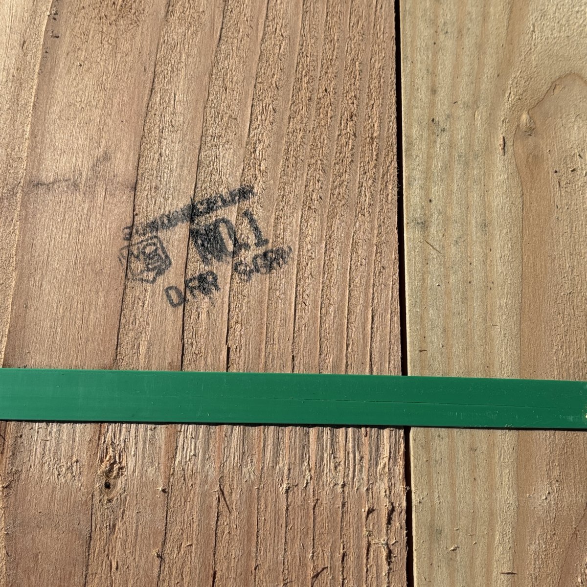 Grade stamp on 6x #1 Douglas fir structural timber