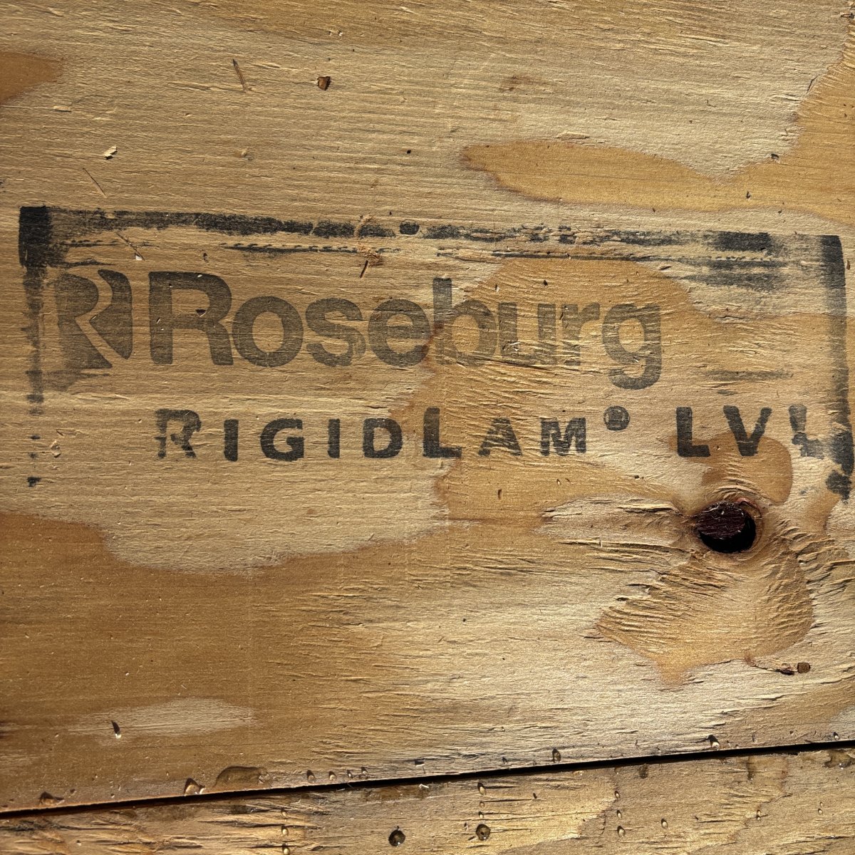 Roseburg Forest Products RigidLam LVL branding identifying manufacturer and engineered lumber product line