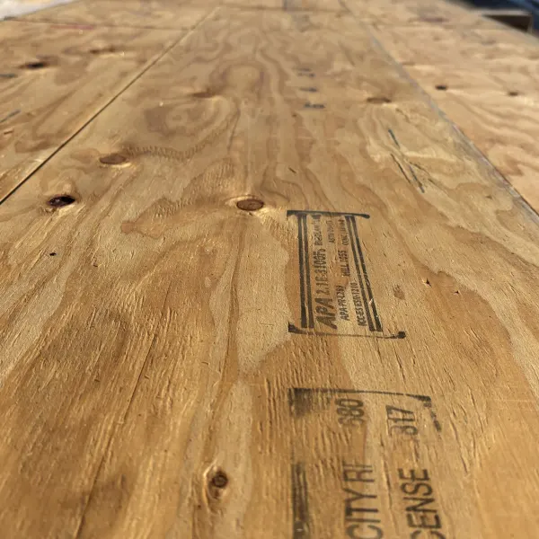 Close-up of laminated veneer lumber wood grain texture at our Stockton distribution hub.