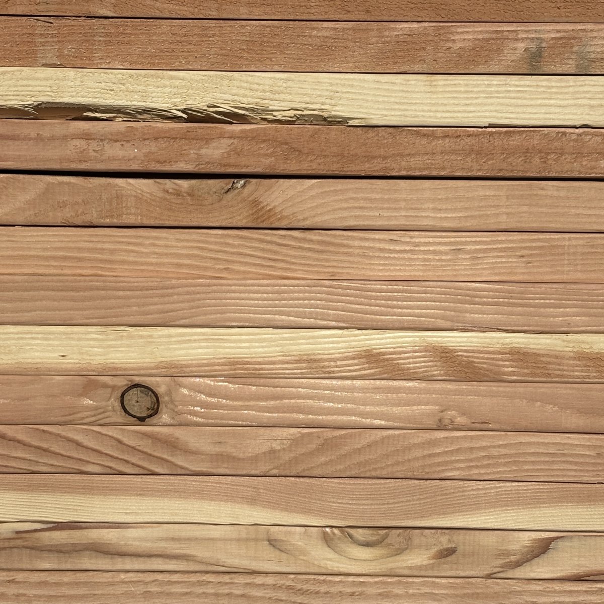 Side wood grain texture of number 2 grade kiln-dried Douglas Fir lumber